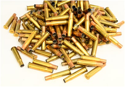 150 Count Empty Brass Casings for Reloading .30-30 Win, with Plastic Ammo Can