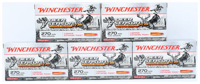 100 Rounds Winchester Deer Season XP Copper Impact .270 WIN 130 Grain Ammunition