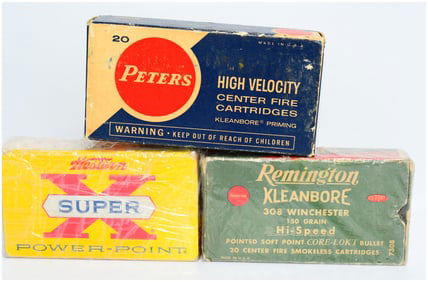 A Group of Vintage .308 Winchester Rifle Ammunition, 60 Rounds Total