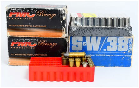 175 Rounds of Mixed Pistol Ammunition and Remanufactured Shotshells, including Smith & Wesson .38