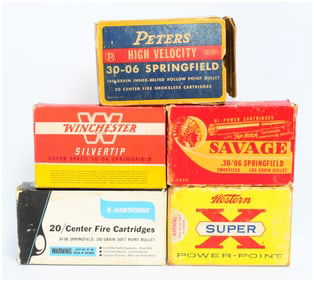 100 Rounds Vintage .30-06 Springfield Rifle Ammunition, including Winchester Silvertip
