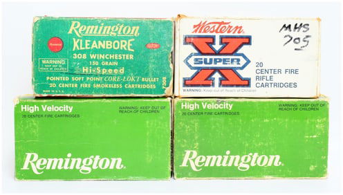 65 Rounds of Mixed Head Stamped Remanufactured .308 Winchester Ammunition, including Remington and