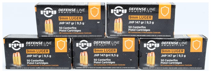 Prvi Partizan PPU Defense Line 9mm Luger 147 gr JHP Ammunition, 250 Rounds