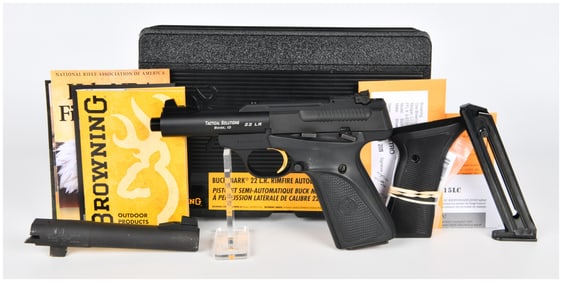 A Browning Buck Mark .22 LR Camper MS Semi-Automatic Pistol with Accessories