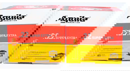 Aguila Super Extra .22LR High Velocity 40 Grain Copper Plated Solid Point Ammunition, 1000 Rounds