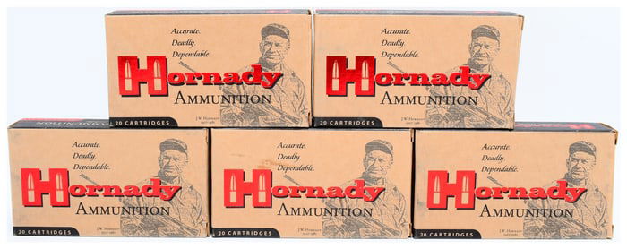 A Lot of 100 Rounds Hornady Custom .243 WIN Centerfire Rifle Ammunition
