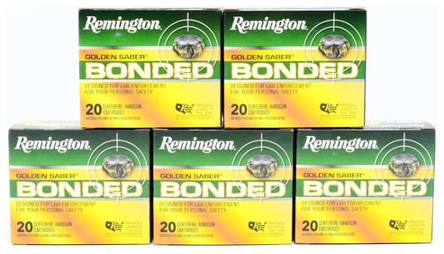 Remington Golden Saber Bonded 9mm Luger + P 124 GR. BJHP Centerfire Handgun Cartridges, 100 Rounds