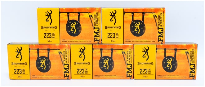 100 Rounds of Browning Target and Practice .223 Remington 55 Grain Full Metal Jacket Ammunition