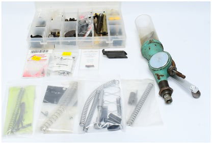 RCBS Uniflow Powder Measure and a Collection of Firearm Components and Sight Kits