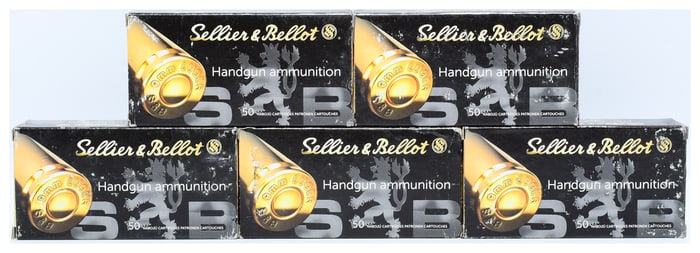 250 Rounds Sellier & Bellot SB9C 9mm Luger 115 gr Jacketed Hollow Point (JHP) Handgun Ammunition