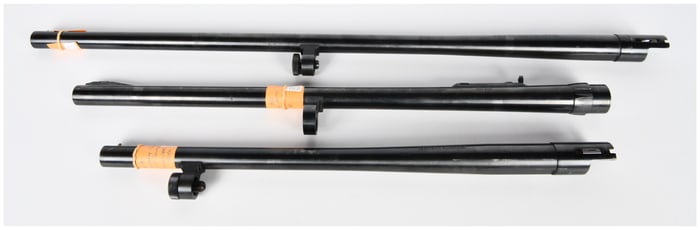 Three Shotgun Barrels: Mossberg 12GA 18 1/2" Barrel, Winchester 1300 12GA 22 1/4" Barrel, and AA-1