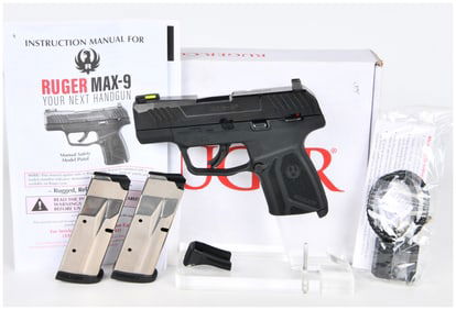 Ruger MAX-9 9mm Luger Semi-Automatic Pistol, Manual Safety Model, with 3 3/16 Inch Barrel