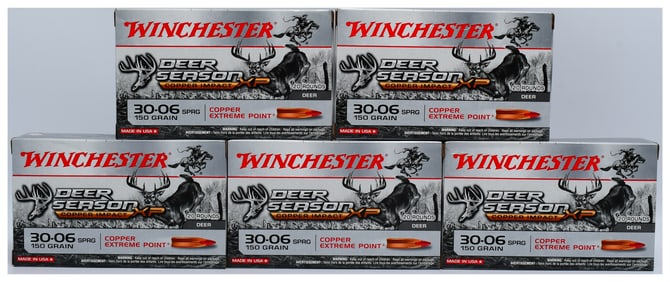 100 Rounds of Winchester Deer Season XP Copper Impact .30-06 Springfield 150-Grain Ammunition