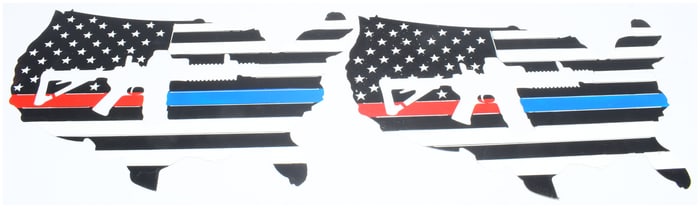 A Pair of Contemporary Distressed Contiguous United States Shaped Subdued American Flag Graphic