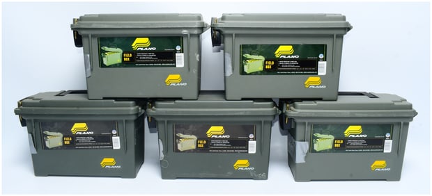 Five Plano 1312-00 Olive Drab Water-Resistant Field Ammo Boxes