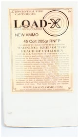 250 Rounds of LOAD-X AMMUNITION COMPANY Remanufactured .45 Colt RNFP Ammunition, SASS Specifications