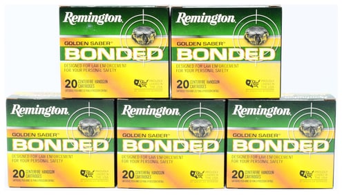Remington Golden Saber Bonded 9mm LUGER+P 124 GR. BJHP Ammunition, 100 Rounds