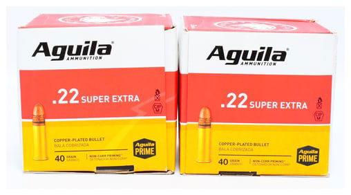 1000 Rounds Aguila .22 LR Super Extra 40 Grain Copper Plated Solid Point Ammunition