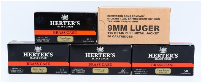 250 Rounds Herter's Select Grade and Remington 9mm Luger Ammunition