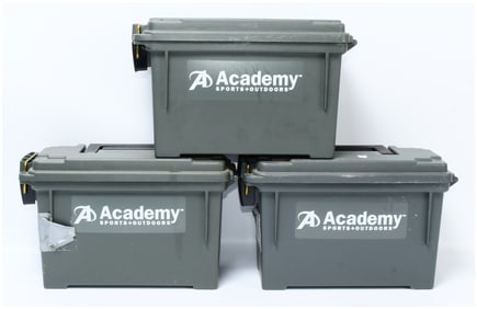 Three Academy Sports + Outdoors Field Ammo Boxes