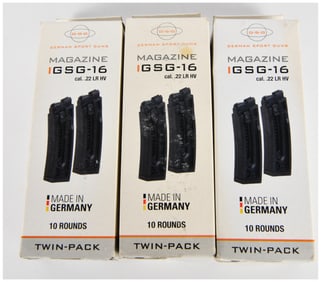 Three American Tactical / German Sport Guns GSG-16 .22 LR HV 10-Round Magazine Twin-Packs