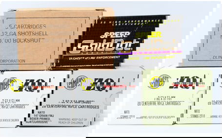 84 Rounds of ZQI 7.62x51mm NATO M80, Speer GoldDot, and Olin 12 Gauge Ammunition