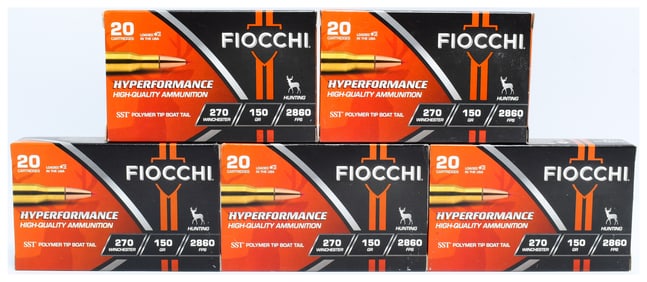 Fiocchi HYPERFORMANCE .270 Winchester 150-grain SST Polymer Tip Boat Tail Ammunition, 100 Rounds