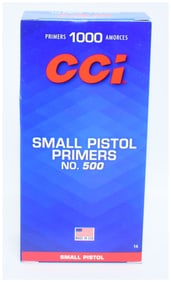 CCI Small Pistol Primers No. 500, 1000 Count
