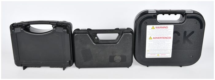 Three Firearm Hard Cases, including Glock and Sig Sauer