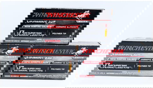 Winchester Varmint HE Elite .17 Win Super Mag 25 Grain Polymer Tip Rimfire Ammunition, 150 Rounds