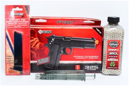 Crosman P311 Stinger Spring Powered Airsoft Pistol with Accessories