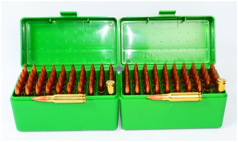 100 Rounds of Remanufactured .308 Match Ammunition in MTM CASE-GARD 20 Flip-Top Rifle Ammo Boxes