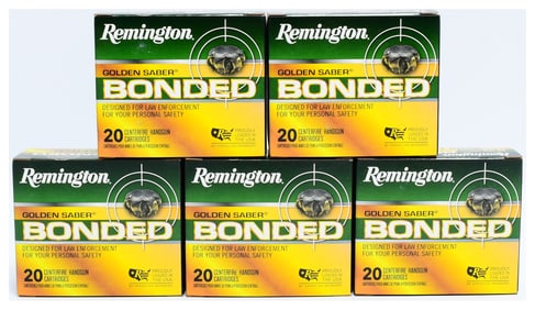 100 Rounds Remington Golden Saber Bonded 9mm LUGER+P 124 GR. BJHP BONDED Centerfire Handgun