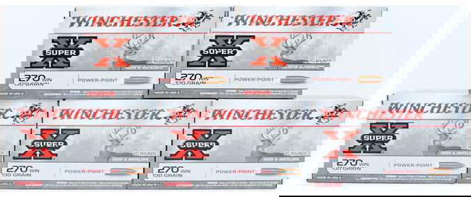 Winchester Super-X Power-Point .270 Win 130 Grain Ammunition, 100 Rounds