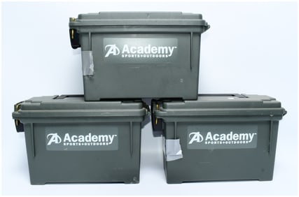 Three Academy Sports + Outdoors Field Ammo Boxes
