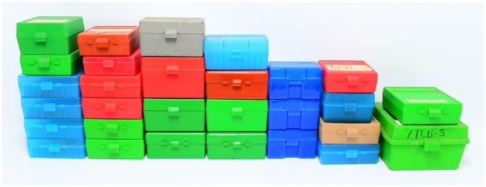 A Collection of MTM Case-Gard P-50 and P-100 Ammunition Storage Boxes