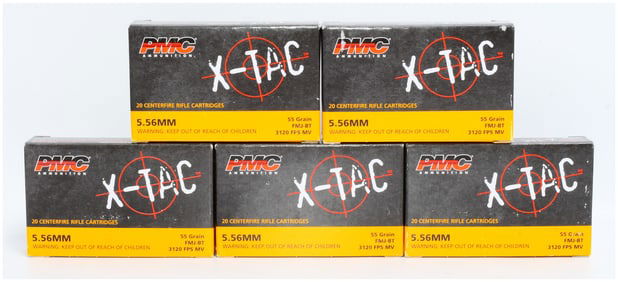 PMC X-TAC 5.56mm 55gr FMJ-BT NATO Ammunition, 100 Rounds