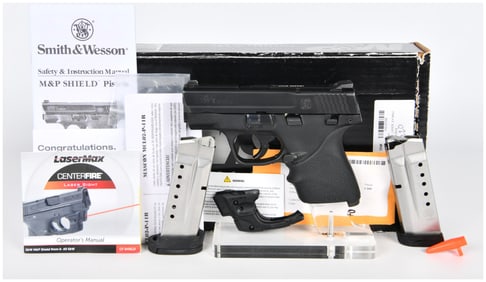 Smith & Wesson M&P 9 Shield TLC1 Semi-Automatic Pistol, 9mm, with LaserMax Sight and Accessories