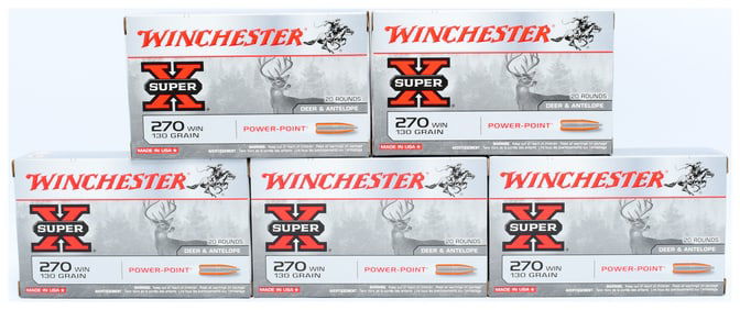 Winchester Super-X Power-Point .270 WIN 130 Grain Ammunition, 100 Rounds