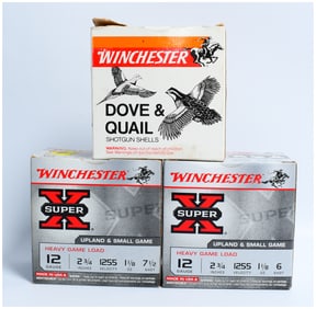 Winchester 12 Gauge Shotgun Shells, 74 Rounds, Dove & Quail and Super X Upland & Small Game