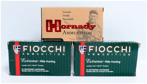 Hornady Varmint Express and Fiocchi Extrema Rifle Hunting .22-250 REM 55 gr V-MAX Ammunition, 60