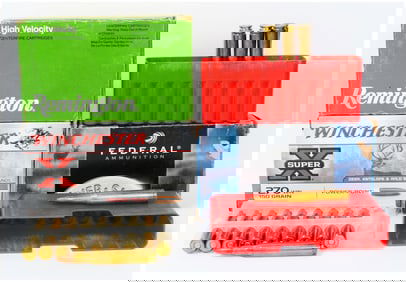 A Collection of 72 Mixed Centerfire Rifle Rounds, including Winchester .270 Win, Federal, and