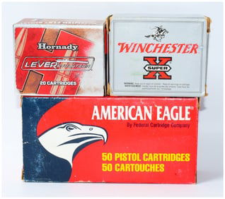 86 Rounds of .44 Rem Magnum Ammunition American Eagle 240gr JHP, Hornady LeverEvolution 225gr FTX,