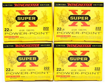 Four Boxes of Limited Winchester Edition Super X 22 LR Power-Point Ammunition, 888 Rounds Total