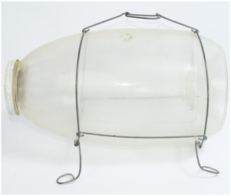 Vintage Glass Minnow Trap with Wire Cradle