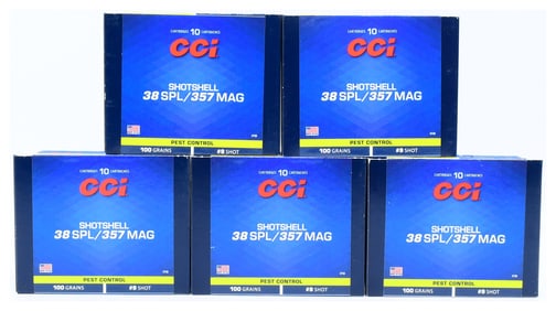 A Lot of 50 Rounds CCI Shotshell Pest Control .38 SPL/.357 MAG Ammunition, 100 Grains, #9 Shot