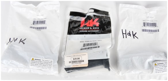 Three Heckler & Koch (H&K) 9mm 10-Round Firearm Magazines