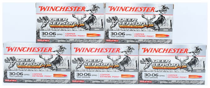 Winchester Deer Season XP Copper Impact 30-06 Springfield 150 Grain Ammunition, Six Boxes (100