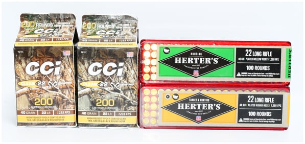 600 Rounds of .22 Long Rifle Ammunition, including CCI Clean-22 Realtree Edition and Herter's
