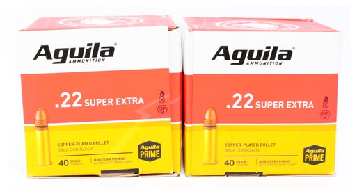 1000 Rounds of Aguila Super Extra .22LR 40 Grain Copper-Plated Solid Point Ammunition